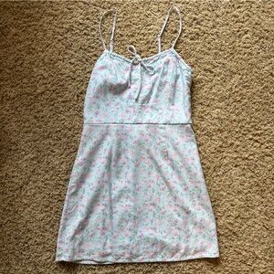 Floral Dress in Light Blue and Pink